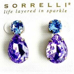 Sorrelli Vintage Style Violet Crystal Drop Earrings NWT